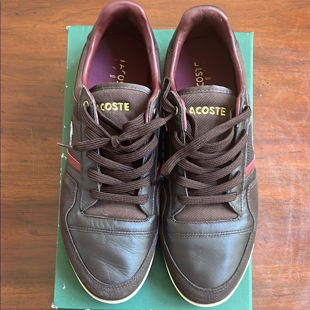 Lacoste Men's Brown Leather Sneakers